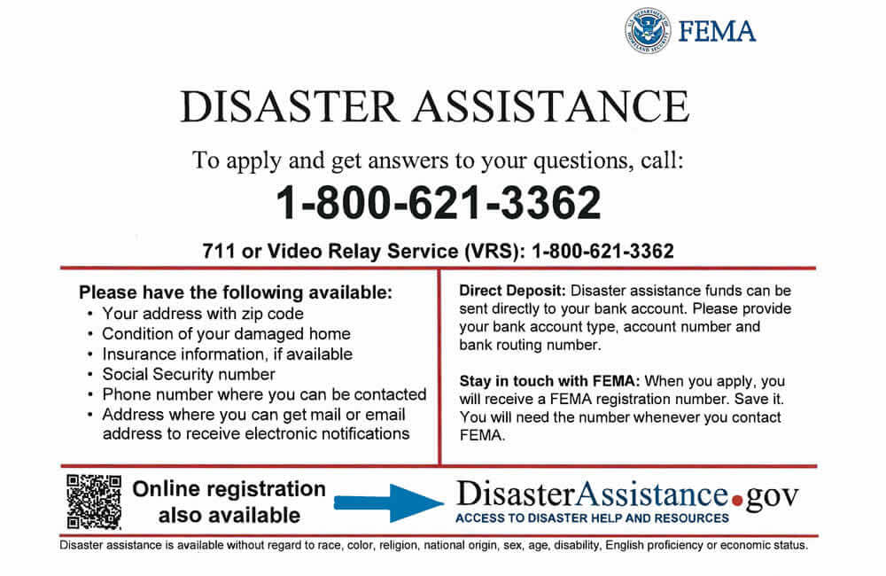 Poster for FEMA Disaster Assistance.
